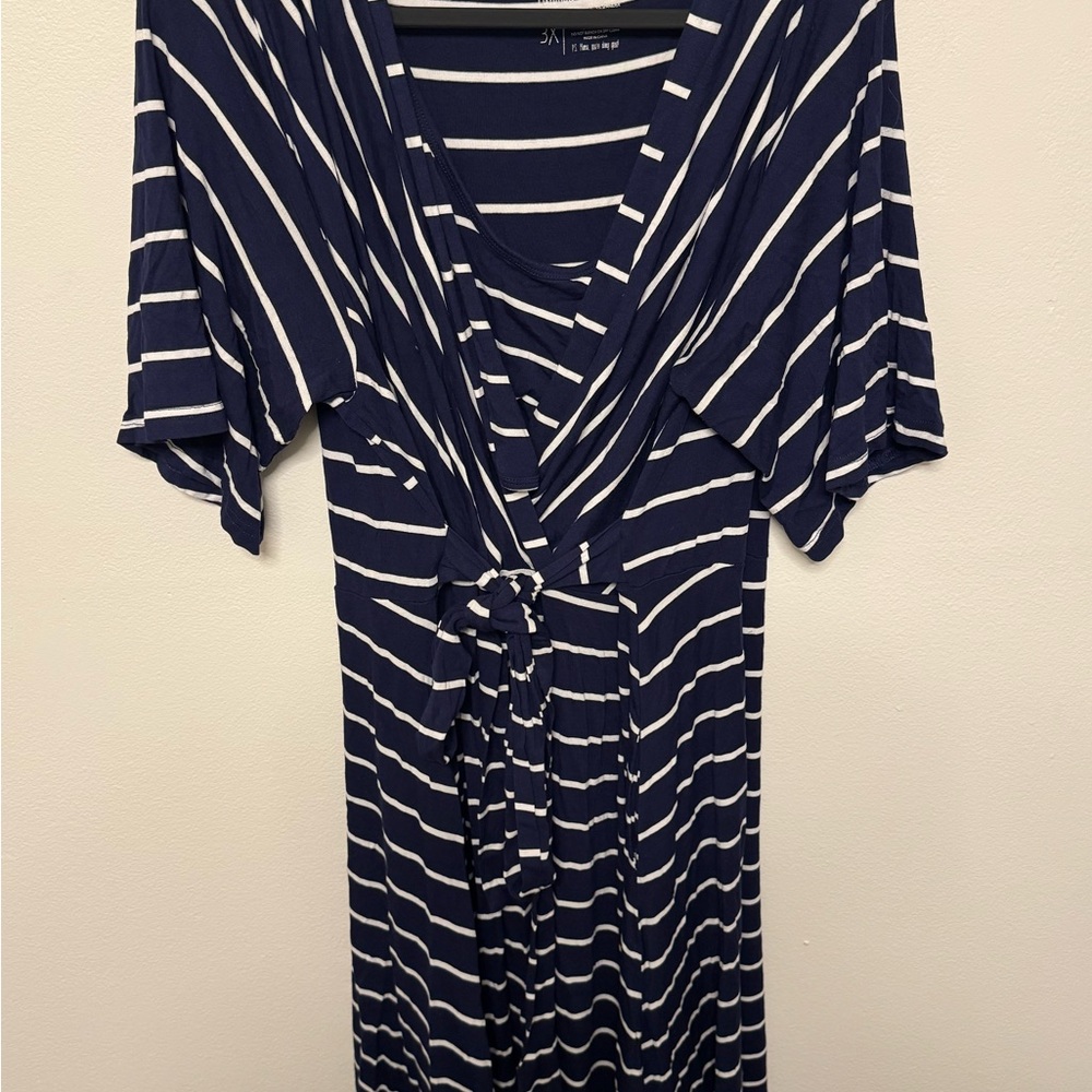 Navy and White Striped Wrap Nursing Dress